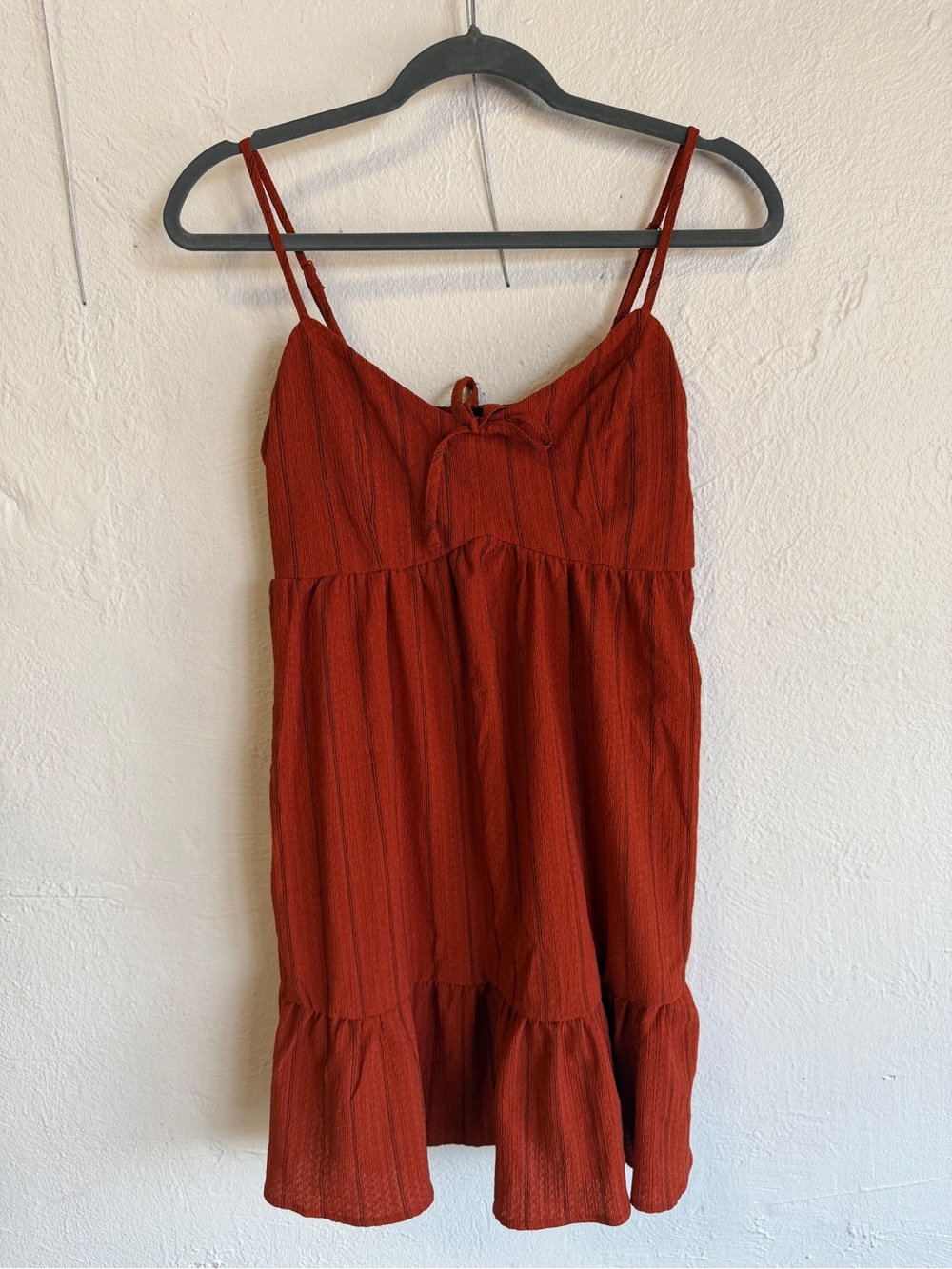 Rust Red Spaghetti Strap Tiered Sundress